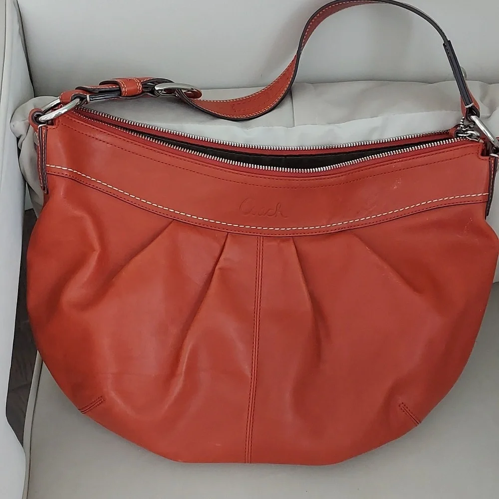 Coach burnt orange leather bag/purse - Picture 7 of 9